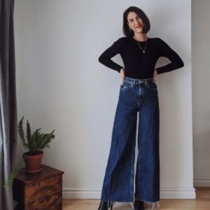 The Nina Long Wide-Leg Jean in Indigo